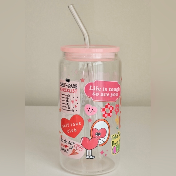 Self Love 16oz Clear Beer Can Glass Cup - Picture 3 of 4